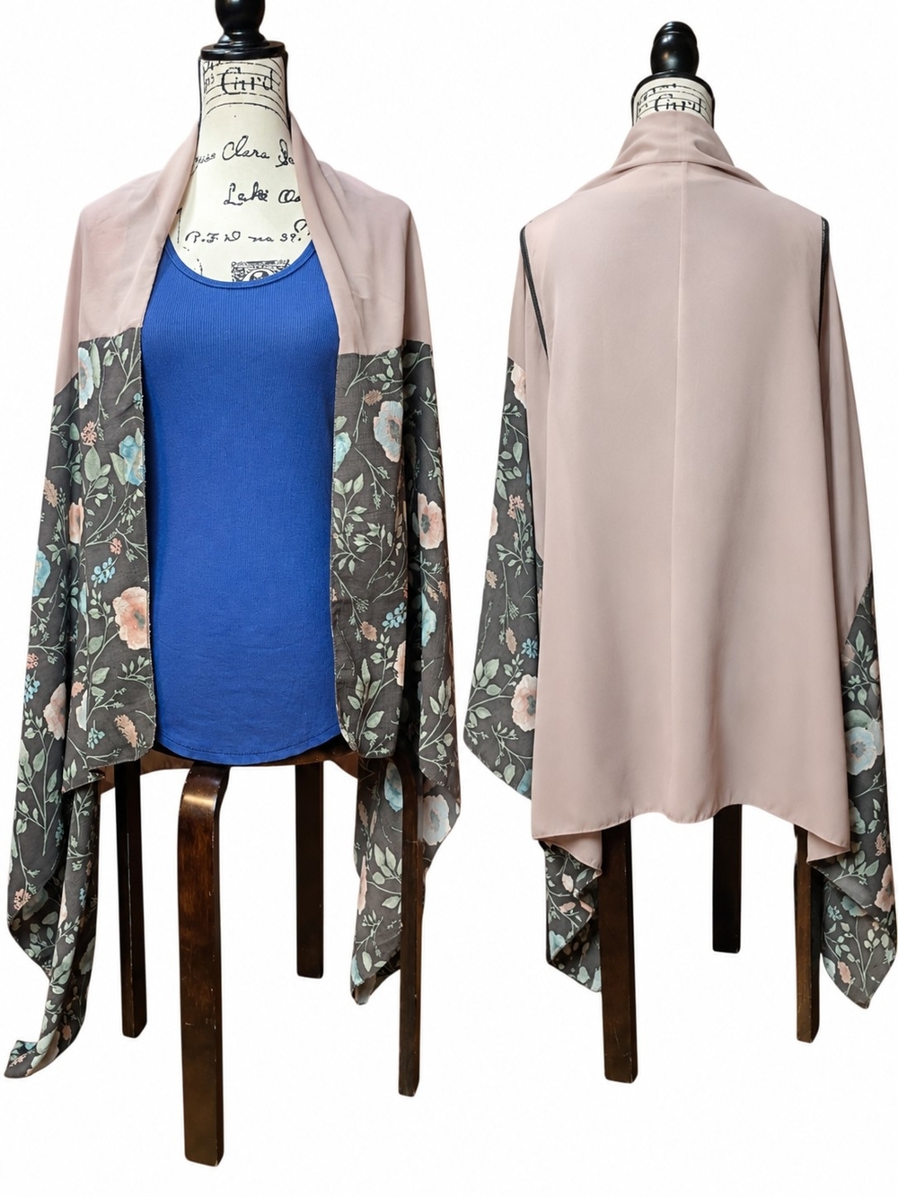#1188 Floral Wrap Shawl Poncho Boho